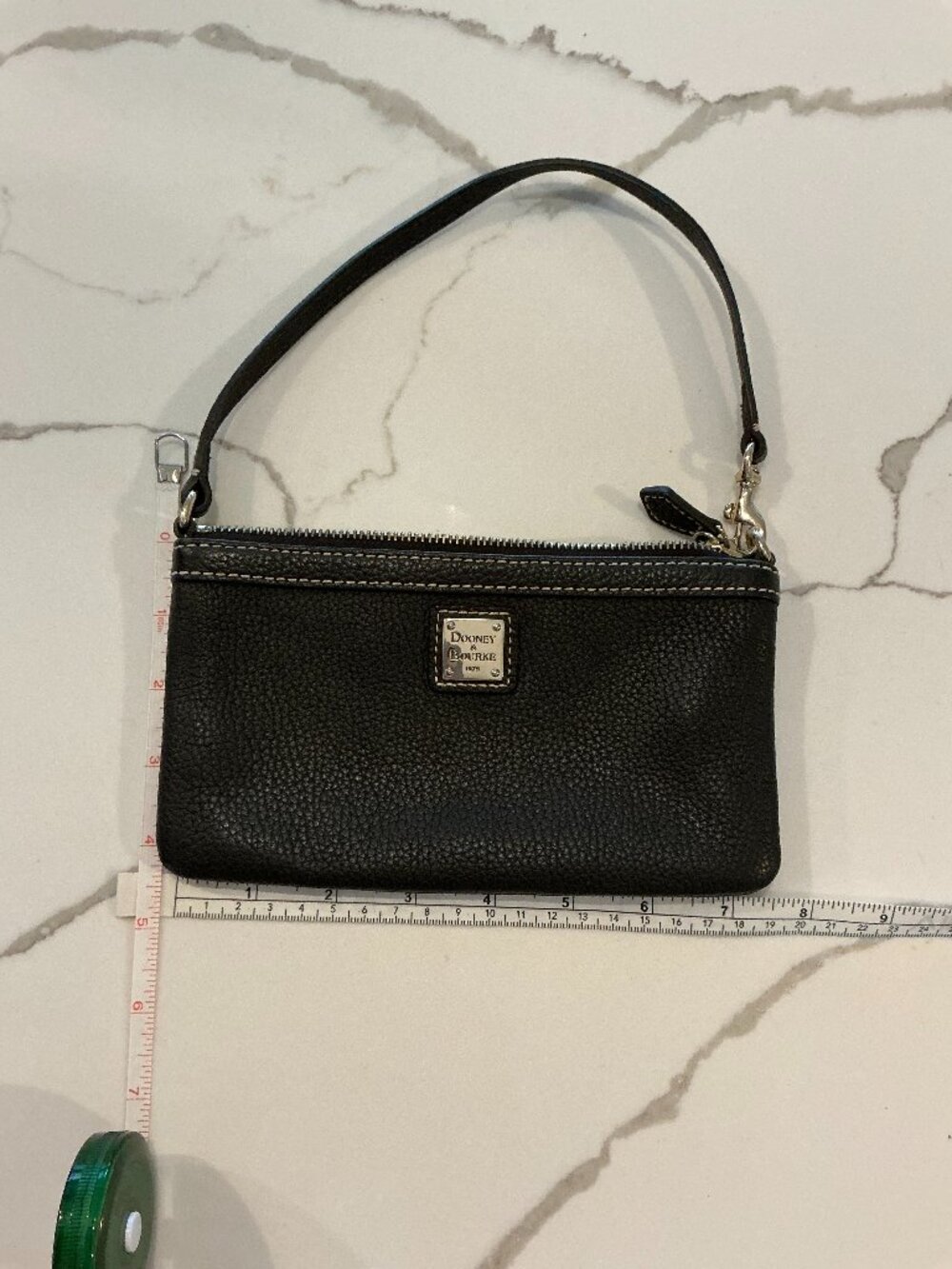 Dooney & Bourke Chocolate Brown Pebbled Leather Wristlet Clutch Wallet Purse